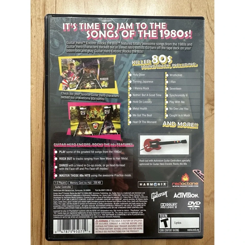 Guitar Hero Encore Rocks the 80s Sony PlayStation 2 PS2 Activision 047875950719